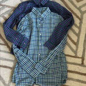 Vineyard Vines Blue & Green Plaid Button-Down Flannel Shirt